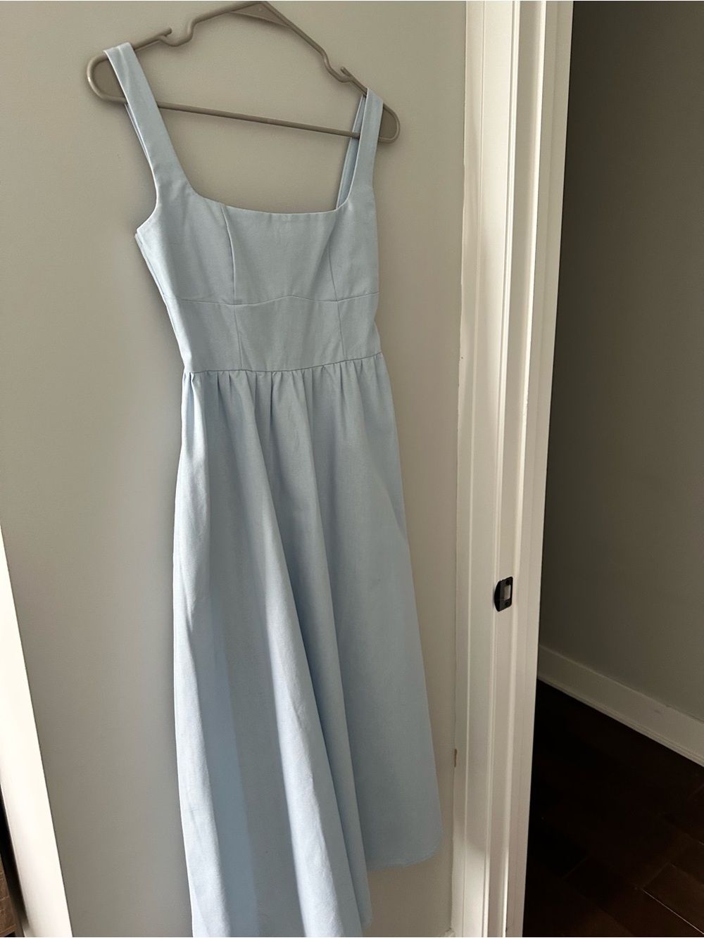 Showpo Light Blue Square Neck Midi Dress